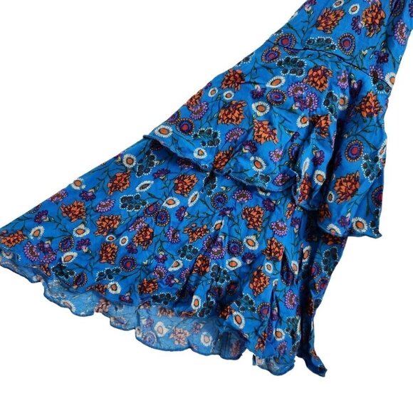 Intimately Free People Bodysuit Small Blue She’s Dainty Blue Floral Blouse Boho - Picture 5 of 12